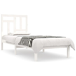 Maison Chic Lit Moderne Chambre - Cadre/structure de lit pour adulte Blanc Bois de pin massif 90x190 cm Simple -MN57230