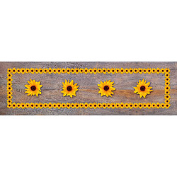 Alter Chemin de cuisine, 100% Made in Italy, Tapis antitache avec impression numérique, Chemin de table antidérapant et lavable, Modèle Flowers - Elli, cm 280x52