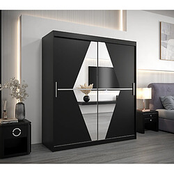 Abiks Meble Armoire Boliwia à portes coulissantes 200/180/62 2 portes (noir/noir)