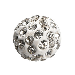 100 pièces ronde en argile en cristal de strass pavé perles de boules disco argent 10mm pas cher