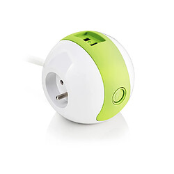 Watt & Co Multiprise Multimédia WATTBALL 2P 16A + 1P 6A + USB 2.1A - Verte