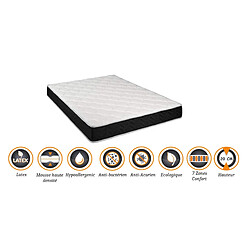 King Of Dreams Lot de 2 Matelas Latex 76 Kg/m3 + Mousse 35 Kg/m3 70x190 x 20 cm - Ferme - 7 Zones de Confort - Hypoallergénique