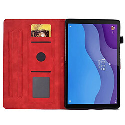 Etui en PU fermoir magnétique avec support, porte-cartes et porte-stylo pour votre Lenovo Tab M10 HD Gen 2 X306 10.1" - rouge