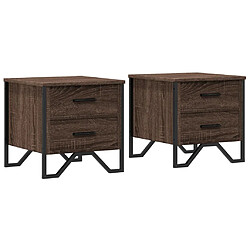 vidaXL Tables de chevet 2pcs chêne marron 40x41x40cm bois d'ingénierie