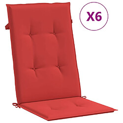 vidaXL Coussins de chaise de jardin dossier haut lot de 6 rouge tissu