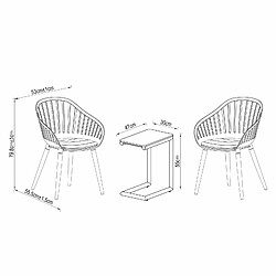 Acheter Salon de Jardin Chillvert Lacio Aluminium Résine 2 Chaises et 1 Table Nonir