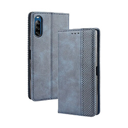 Etui en PU auto-absorbé rétro bleu pour votre Sony Xperia L4