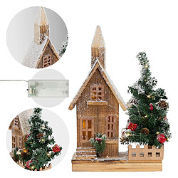 ECD Germany Maison de Noël Décorative en Bois avec Éclairage LED, Blanc Chaud, 27x11x44 cm, Alimentée par Piles, avec Minuterie, Décoration de Noël d'Intérieur, Figurine Ornement de Sapin oú Cadeau pas cher