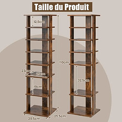 Acheter Helloshop26 Meuble à chaussures 7 niveaux en forme de tour peu encombrante rangement d'angle 27 x 26 x 110 cm café 20_0005905