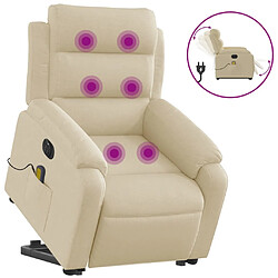 vidaXL Fauteuil inclinable de massage électrique Crème Tissu