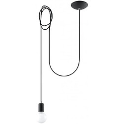 Luminaire Center Suspension EDISON acier/corde en textile noir 1 ampoule