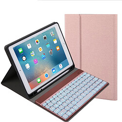 Wewoo Clavier Étui en cuir Bluetooth avec + détachable et rétro-éclairage coloré pour iPad Pro 9,7 pouces, Air, Air 2, 9,7 pouces (2017), 9,7 pouces (2018) (Champagne Gold)