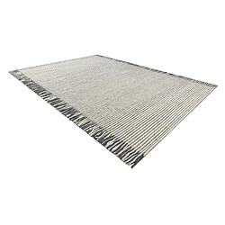 Avis RUGSX Tapis en laine TAHAR 99003F crème gris - TISSÉ MAIN Lignes, franges 90x150 cm