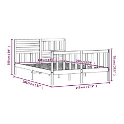 vidaXL Cadre de lit sans matelas bois massif 140x200 cm pas cher