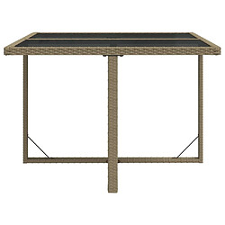 Acheter Maison Chic Table de jardin | Table d'extérieur Beige 109x107x74 cm Résine tressée et verre -GKD46219