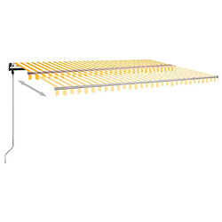 Maison Chic Auvent manuel rétractable,Store manuel de porte avec LED 500x300 cm Jaune et blanc -GKD73422 pas cher