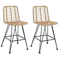 vidaXL Tabourets de bar lot de 2 45x56x103,5cm Résine tressée et acier