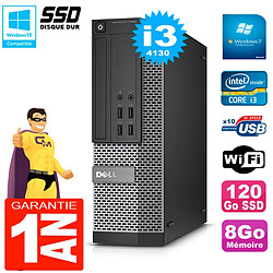 PC DELL 7020 SFF Core I3-4130 RAM 8Go Disque Dur 120 Go SSD Graveur DVD Wifi W7 - Occasion