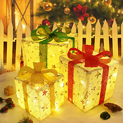 Autres Temps ZMH Gift Box Christmas Decoration : Set de 3 boîtes de Noël d'intérieur pour l'éclairage sous les arbres