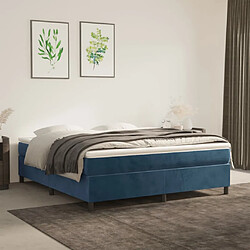 vidaXL Cadre de lit sans matelas bleu foncé 160x200 cm velours