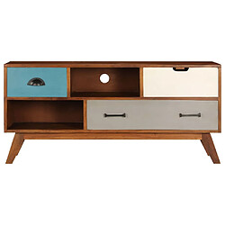 Helloshop26 Meuble télé buffet tv télévision design pratique avec 3 tiroirs 110 cm bois d'acacia solide 2502096 pas cher