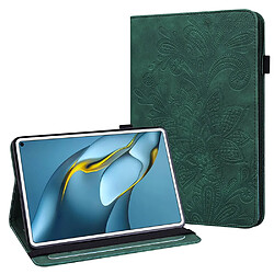 Etui en PU motif fleur couleur unie avec support vert pour votre Huawei MatePad Pro 10.8 (2021)