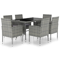 Maison Chic Jeu à dîner de jardin 7 pcs,Mobilier de salle à manger d'extérieur,Meuble à dîner Résine tressée Anthracite et gris -GKD317655