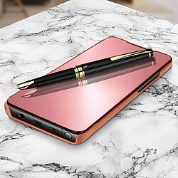 Avizar Housse Samsung Galaxy Note 10 Lite Clapet Effet Miroir Support Vidéo rose gold