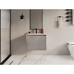 Vente-Unique Meuble de salle de bain suspendu avec vasque à encastrer - Gris béton - 60 cm - SOSTHENE