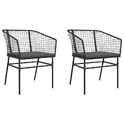 vidaXL Chaises de jardin lot de 2 avec coussins noir résine tressée