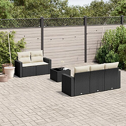 Maison Chic Ensemble Tables et chaises d'extérieur 6pcs avec coussins,Salon de jardin noir résine tressée -GKD266960