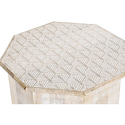 Acheter Pegane Table d'appoint en bois de manguier coloris naturel, blanc - diamètre 49 x hauteur 35 cm