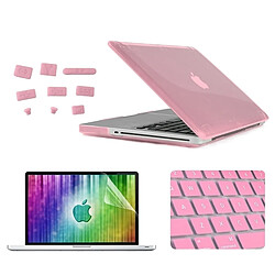 Wewoo Housse Étui rose pour MacBook Pro 15.4 pouces 4 en 1 Crystal Hard Shell boîtier de protection en plastique avec protecteur d'écran et clavier de bouchons anti-poussière