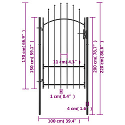 vidaXL Portail de jardin Acier 1x2,2 m Noir pas cher