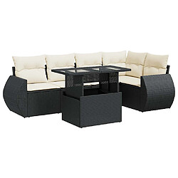 vidaXL Salon de jardin 6 pcs avec coussins noir résine tressée