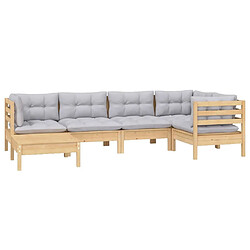 Avis Maison Chic Salon de jardin 6 pcs + coussins - Mobilier/Meubles de jardin - Table et chaises d'extérieur gris bois de pin massif -MN54798