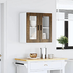 Avis vidaXL Armoire murale de cuisine avec porte en verre Porto chêne fumé