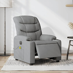 vidaXL Fauteuil de massage inclinable électrique gris clair tissu