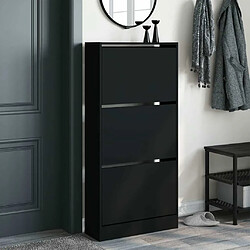 Avis Maison Chic Armoire à chaussures | Meuble de rangement à chaussures Meuble d'Entrée noir 60x21x125,5 cm bois d'ingénierie -MN24527