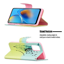 Etui en PU + TPU texturée avec support et fermoir magnétique la plume/motif d'oiseau pour votre Oppo A74 4G/F19 4G