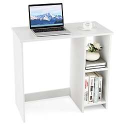 Helloshop26 Bureau d'ordinateur table de travail pour petit espace avec 2 compartiments bureau informatique 40 x 80 x 74 cm blanc 20_0007990