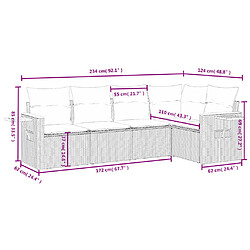 vidaXL Salon de jardin 5 pcs avec coussins noir résine tressée pas cher