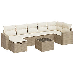 vidaXL Salon de jardin avec coussins 8 pcs beige résine tressée