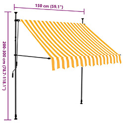 vidaXL Auvent manuel rétractable avec LED 150 cm Blanc et orange pas cher