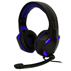 Casque Pro Gamer Amstrad Basic AMS H555 bleu avec Rétroéclairage LED - 40mm Power Bass avec micro intégré, réglage volume