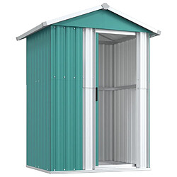 Helloshop26 Abri de jardin cabane cabanon maison de stockage remise extérieur hangar outils robuste 126 x 97,5 x 177 cm acier galvanisé vert 02_0022345