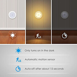 Universal Détecteur de mouvement à bande lumineuse de nuit, 3 cellules lumineuses blanches chaudes, allumage/éteinture automatique, éclairage de l'armoire (blanc chaud)