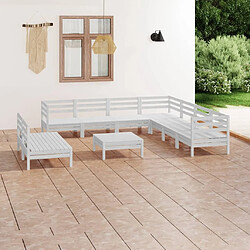 Maison Chic Salon de jardin 10 pcs - Table et chaises d'extérieur - Mobilier/Meubles de jardin Moderne Bois de pin massif Blanc -MN54225