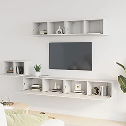 Avis Maison Chic Ensemble de meubles TV 5 pcs | Banc TV Moderne pour salon | Meuble de Rangement - Blanc Bois d'ingénierie -MN58269