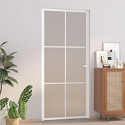 vidaXL Porte intérieure 93x201,5 cm Blanc Verre mat et aluminium